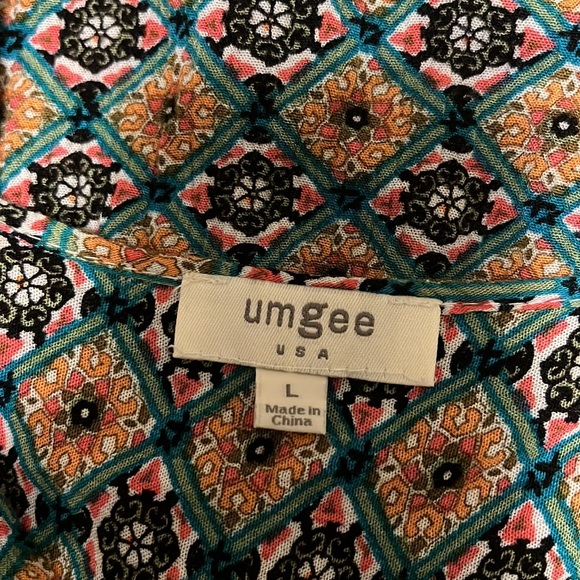 Women’s UMGEE, Scoop Neck, Drawstring Sleeves, High-Low Top, Multi Colors, Large - Picture 3 of 4